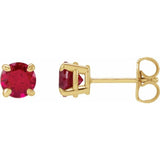 14K Yellow Gold Lab-Grown Ruby Earrings