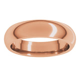 14K Rose Gold 5 mm Comfort-Fit Half Round Band Size 8