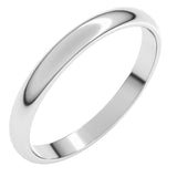 Sterling Silver 2.5 mm Lightweight Half Round Band Size 3