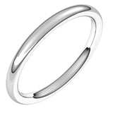 Platinum 2 mm Comfort-Fit European-Style Band Size 8