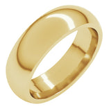 18K Yellow Gold 6 mm Comfort-Fit Half Round Band Size 8