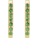 14K Yellow Gold Natural Tsavorite Garnet 14 mm Hoop Earrings