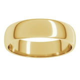 10K Yellow Gold 5 mm Lightweight Half Round Band Size 9.5