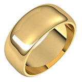 10K Yellow Gold 8 mm Half Round Band Size 7.5