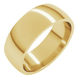 10K Yellow Gold 7 mm Lightweight Comfort-Fit Half Round Band Size 11.5
