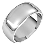 14K White Gold 8 mm Half Round Band Size 14.5