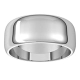 14K White Gold 8 mm Half Round Band Size 14.5