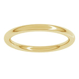 18K Yellow Gold 2 mm Comfort-Fit Full Round Band Size 7.5