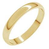 14K Yellow Gold 3 mm Lightweight Half Round Band Size 8.5