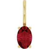 14K Yellow Gold 6x4 mm Lab-Grown Ruby Charm/Pendant