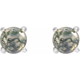 14K White Gold Natural Moss Agate Earrings