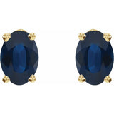 14K Yellow Gold Lab-Grown Blue Sapphire Earrings