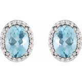 14K White Gold 5x3 mm Natural Aquamarine & .04 CTW Natural Diamond Halo-Style Earrings