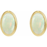 14K Yellow Gold Lab-Grown White Opal Earrings