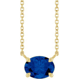 14K Yellow Gold Lab-Grown Blue Sapphire 18" Necklace