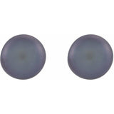 14K Yellow Gold 4-4.5 mm Cultured Black Freshwater Button Pearl Earrings