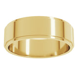 14K Yellow Gold 6 mm Stepped-Edge Flat Band Size 11
