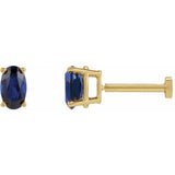 14K Yellow Gold 5x3 mm  Lab-Grown Blue Sapphire Earring