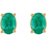 14K Yellow Gold 4x3 mm  Natural Emerald Earring