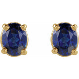 14K Yellow Gold 4x3 mm  Lab-Grown Blue Sapphire Earring