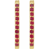 14K Yellow Gold Lab-Grown Ruby 20 mm Hoop Earrings
