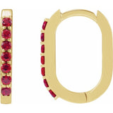 14K Yellow Gold Lab-Grown Ruby 14 mm Hoop Earrings