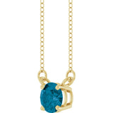 14K Yellow Gold Natural London Blue Topaz Solitaire 18" Necklace