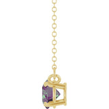 14K Yellow Gold Lab-Grown Alexandrite Solitaire 18" Necklace
