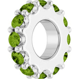 14K White Gold Natural Peridot Spacer Charm/Pendant