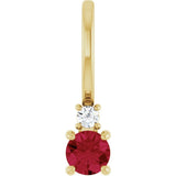 14K Yellow Gold Lab-Grown Ruby & .02 CT Natural Diamond Charm/Pendant