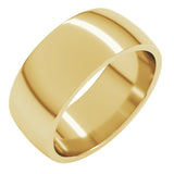 14K Yellow Gold 8 mm Lightweight Comfort-Fit Half Round Band Size 9.5