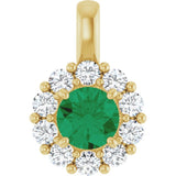 14K Yellow Gold Lab-Grown Emerald & 1/3 CTW Lab-Grown Diamond Pendant