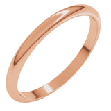 14K Rose Gold 2 mm Half Round Band Size 6