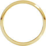 14K Yellow Gold 2 mm Half Round Band Size 8