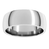 10K White Gold 7 mm Lightweight Comfort-Fit Half Round Band Size 8.5