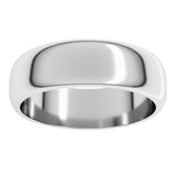 10K White Gold 6 mm Half Round Band Size 10.5