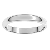 14K White Gold 3 mm Half Round Band Size 9.5