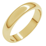 10K Yellow Gold 4 mm Half Round Band Size 12.5