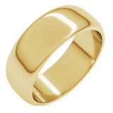 14K Yellow Gold 7 mm Half Round Band Size 10.5