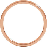 14K Rose Gold 2 mm Lightweight Comfort-Fit Half Round Band Size 7