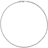 14K White Gold 3 mm Rope 20" Chain