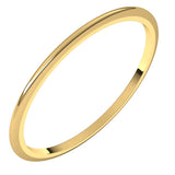 14K Yellow Gold 1 mm Half Round Band Size 6