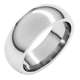 Sterling Silver 7 mm Comfort-Fit Half Round Band Size 10