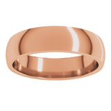 14K Rose Gold 5 mm Lightweight Comfort-Fit Half Round Band Size 12