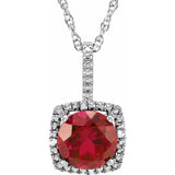 Sterling Silver 7 mm Lab-Grown Ruby & .015 CTW Natural Diamond 18" Necklace