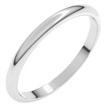 Platinum 2 mm Half Round Band Size 4