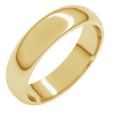 14K Yellow Gold 5 mm Half Round Band Size 12