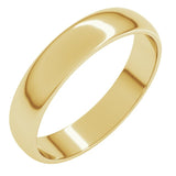 14K Yellow Gold 4 mm Lightweight Half Round Band Size 11.5