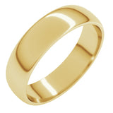 10K Yellow Gold 5 mm Lightweight Half Round Band Size 7.5