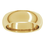 14K Yellow Gold 6 mm Comfort-Fit Half Round Band Size 9.5